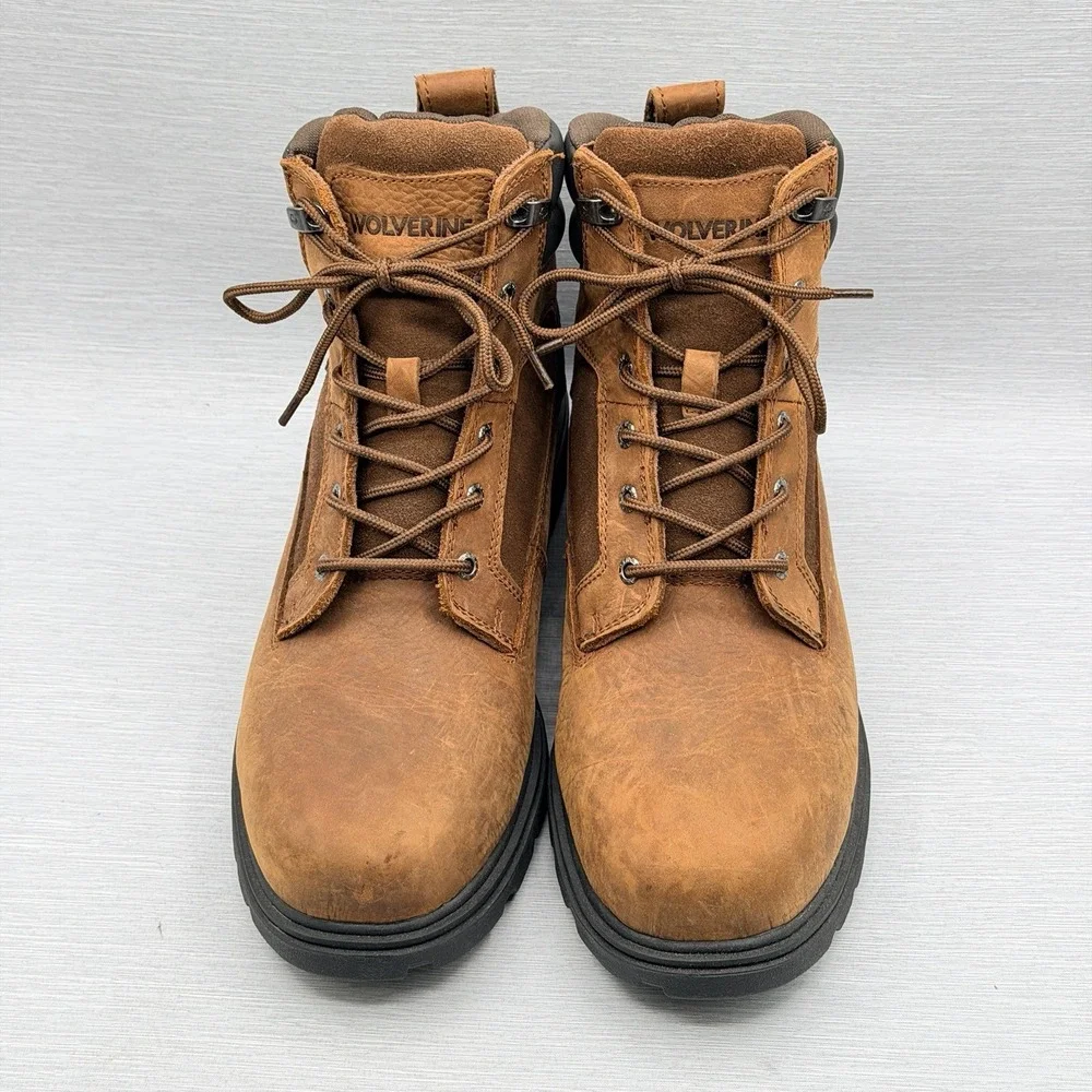 Wolverine Men's 12 Work Boots Brown Leather Waterproof Soft Toe 6 Inch